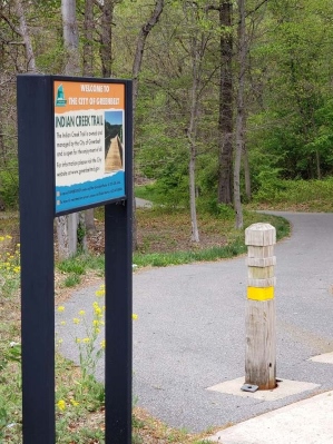 The trailhead sign for indian Creek